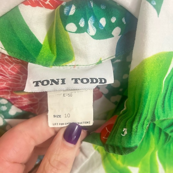 Vintage Toni Todd Gorgeous Tropical Print Button Down Blouse Size 10 - Picture 4 of 5